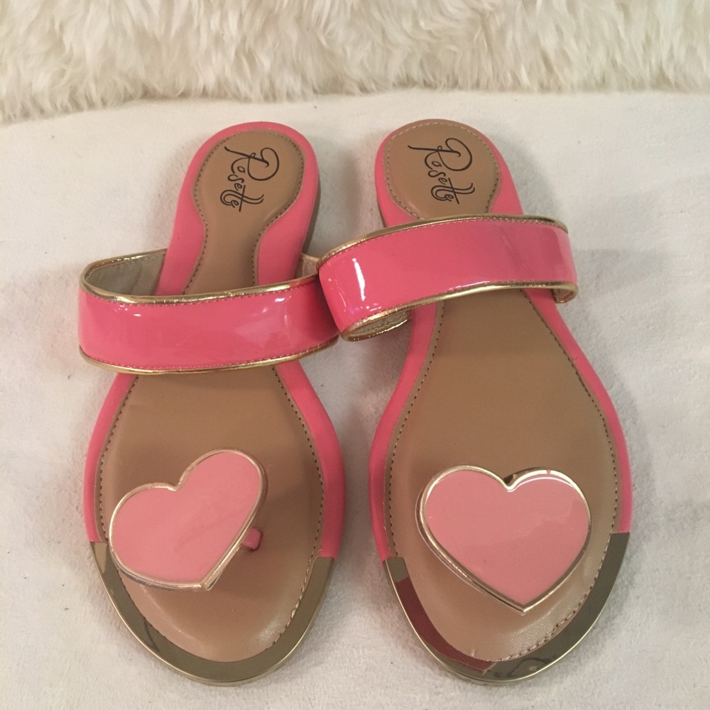 Pink Patent Leather ROSETTE Sandals SZ 6.5